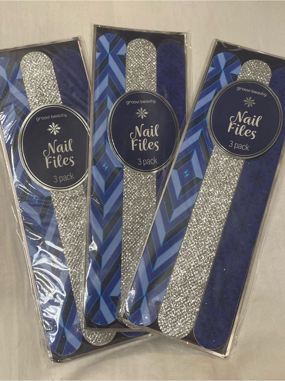 Groovi Beauty Nail Files - Blue & Silver 3-Pack